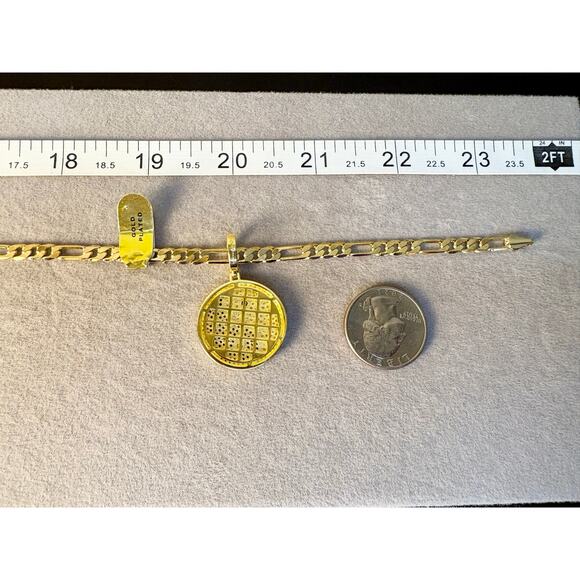 Sparkling Moissanite Ying Yang Pendant & 23.5" Figaro - Picture 3 of 11